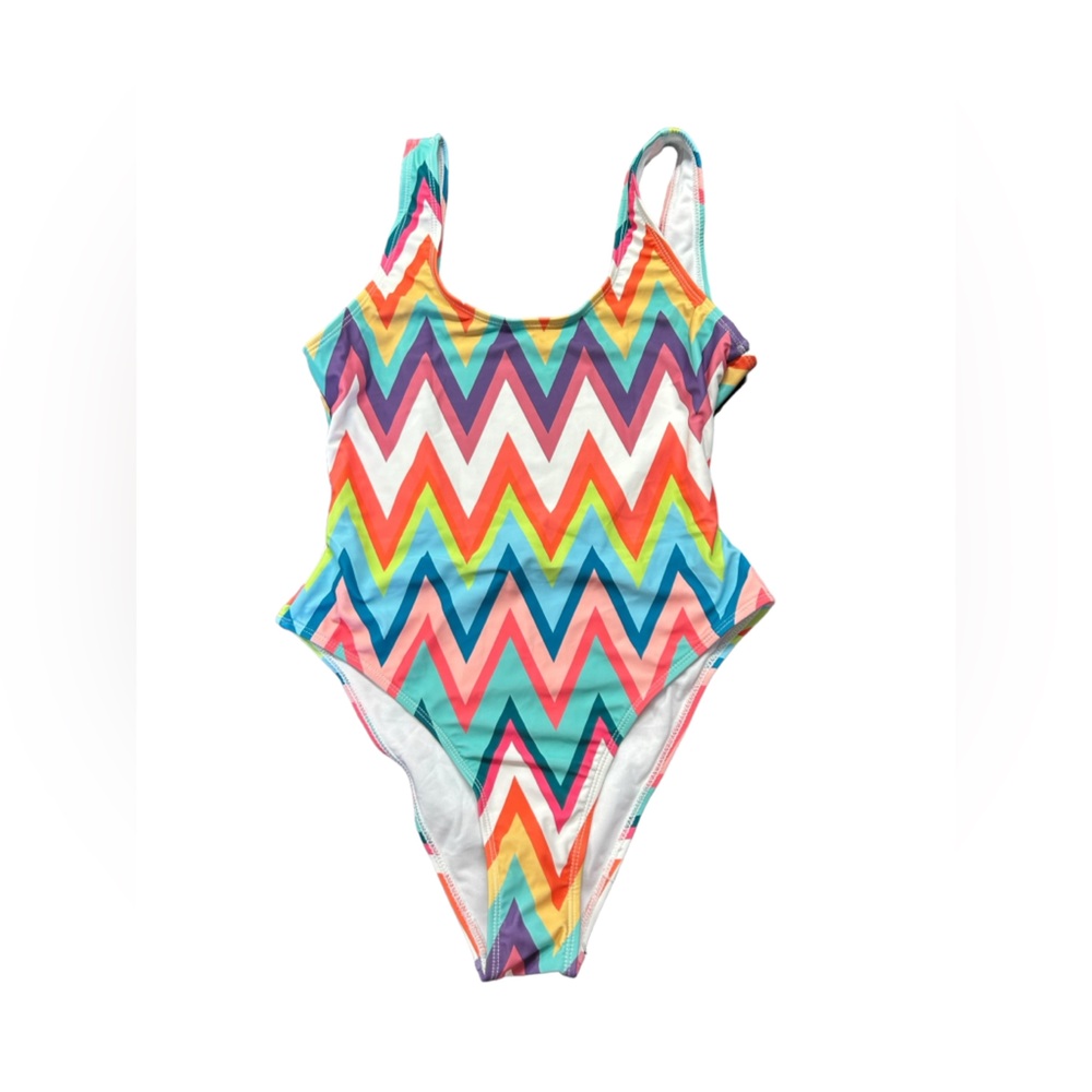 SHEKINI women’s Y2K colorful high cut one piece U back swimsuit size Small NWT
